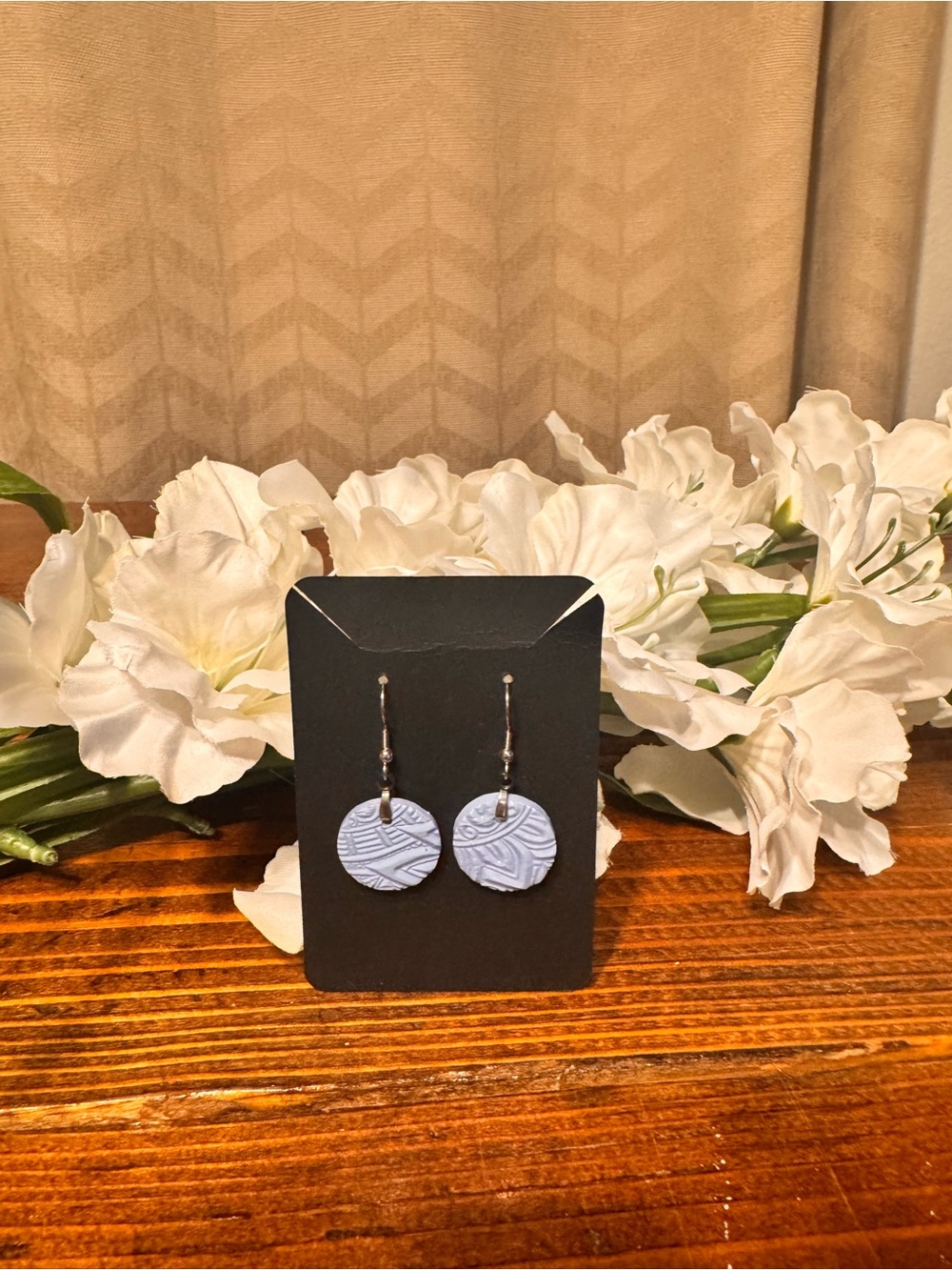 Handcrafted Light Blue Textured Boho Earrings - Women Jewelry